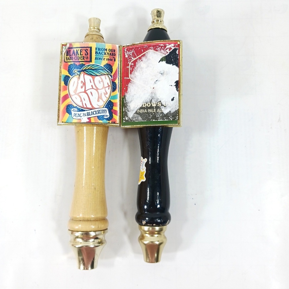 Blake's Hard Cider Peach Party & Two Roads IPA Beer Tap Handles Lot of 2